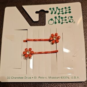 New Wee Ones Vibrant Orange Flower Hair Clips